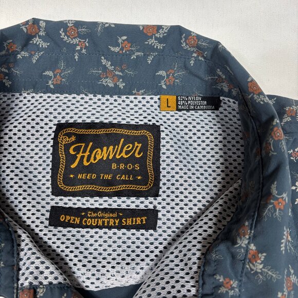 Howler Brothers Open Country Shirt Floral Hawaiian Western Cowboy Shirt Mens L - Picture 3 of 7